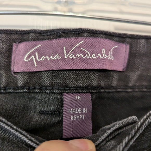 Gloria Vanderbilt black high rise streigh leg Embroidered Regal Jeans size 16 - Picture 6 of 8